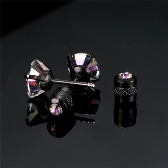 5 Pairs Titanium Screw Back Surgical Stainless Steel Stud Earrings for Men - Picture 4 of 6